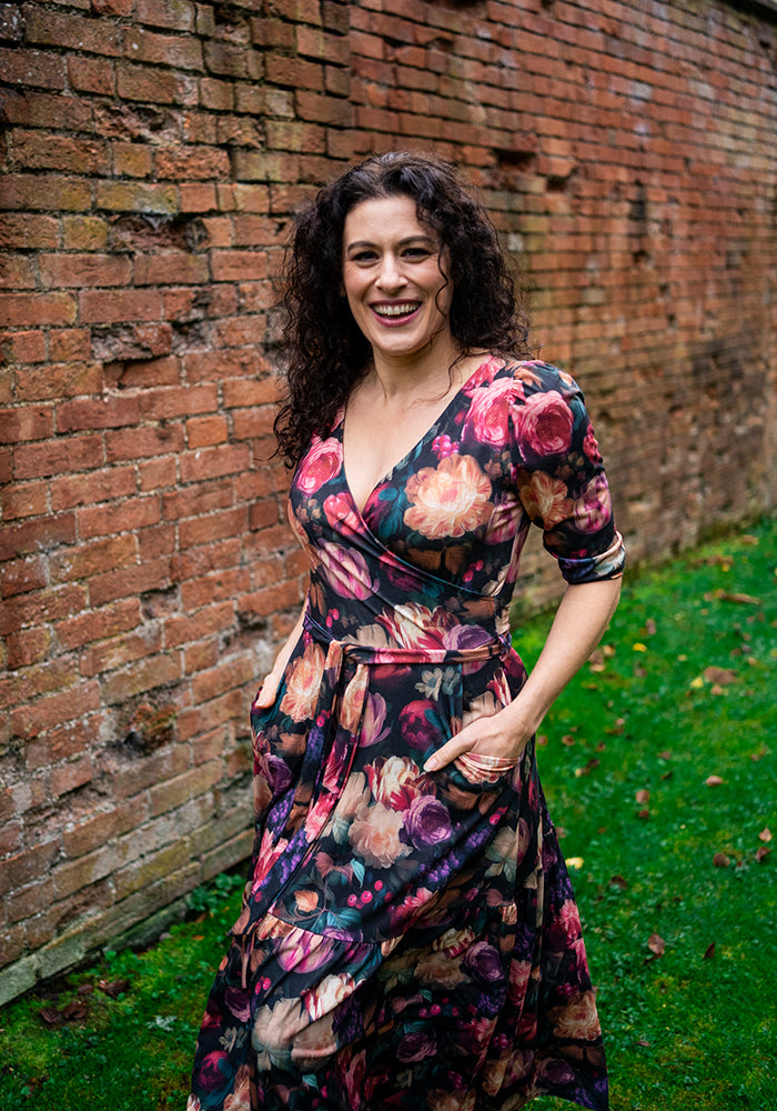 Catherine Blurred Floral Print Tiered Hem Midaxi Dress