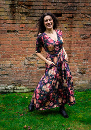 Catherine Blurred Floral Print Tiered Hem Midaxi Dress