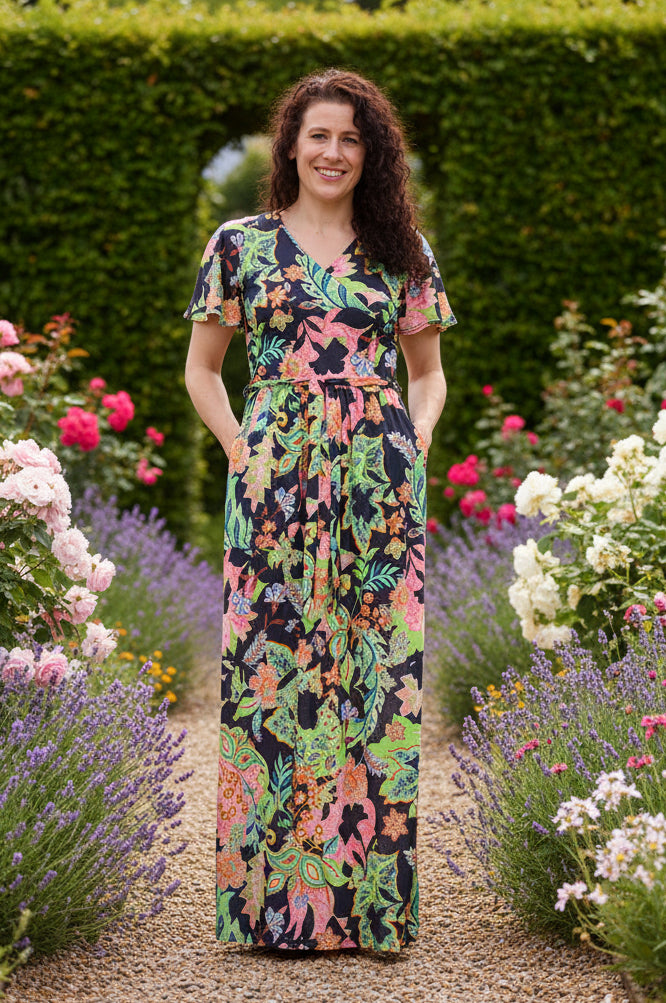 Third angle of Cecile Floral Paisley Print Maxi Dress