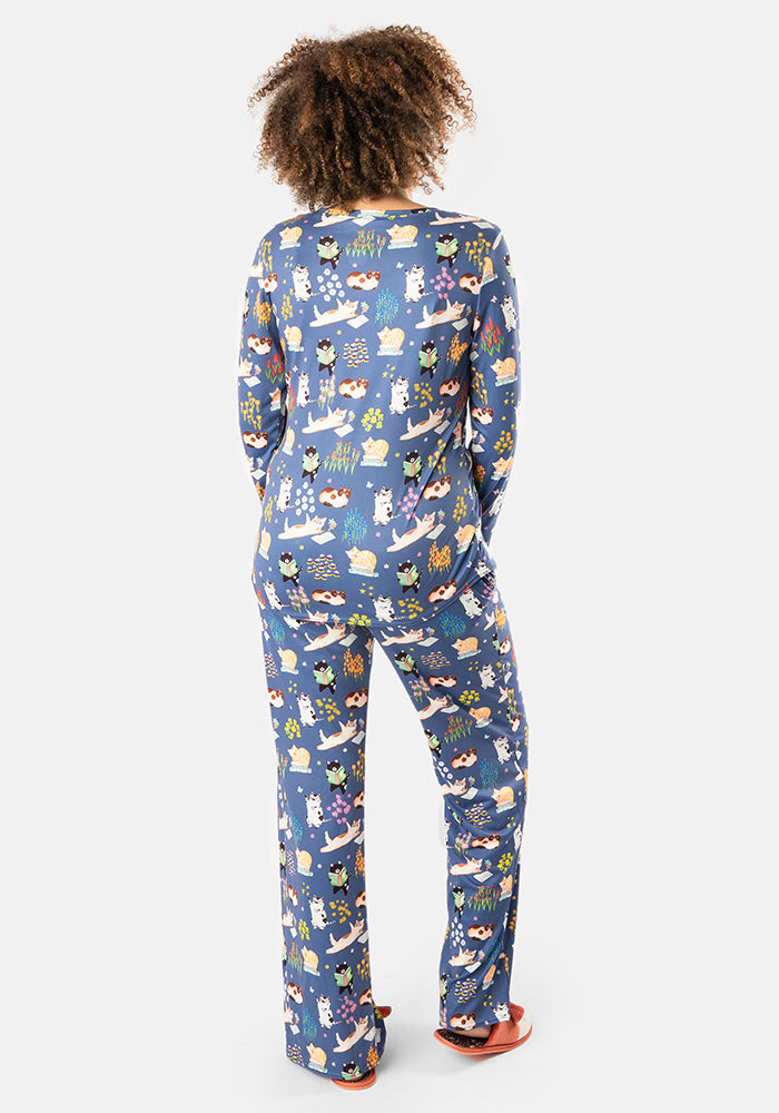 Celia Cat Garden Print Pyjama Set