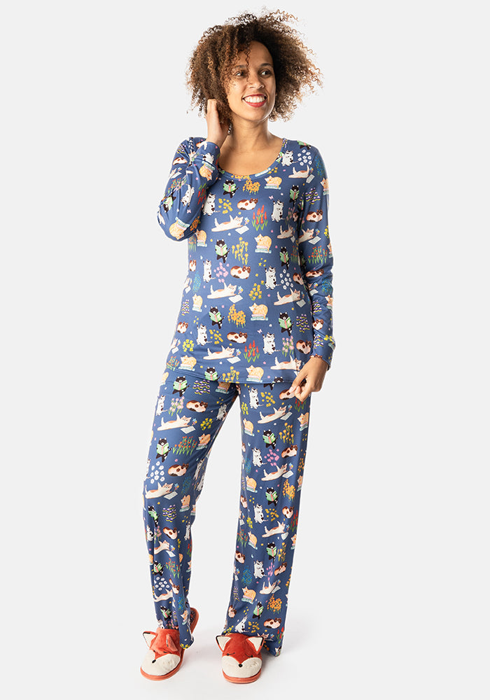 Celia Cat Garden Print Pyjama Set