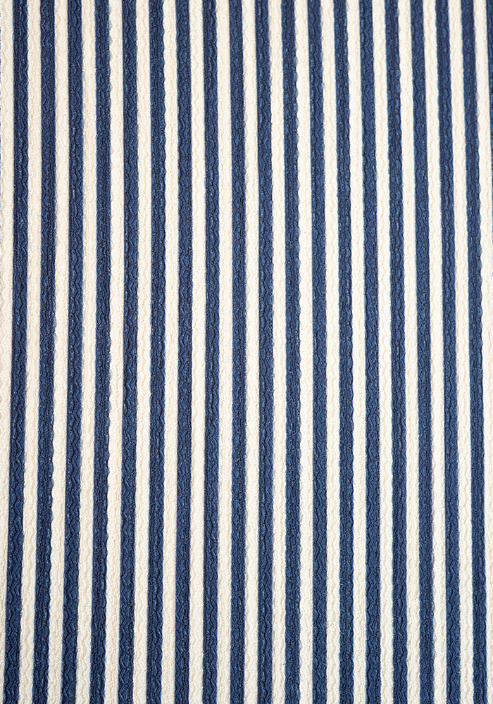Second angle of Ceri Navy and Ecru Stripe Culotte Trousers
