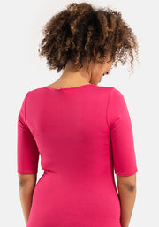 Cerise 1/2 Sleeve Round Neck Top