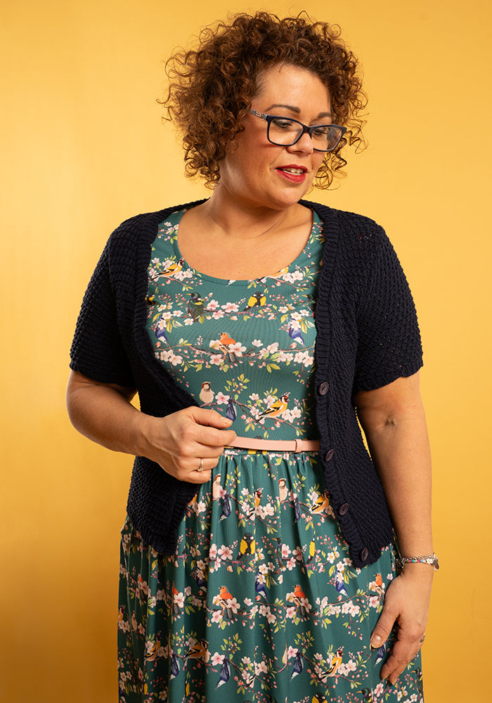 Chana Blossom Bird Print Midi Dress