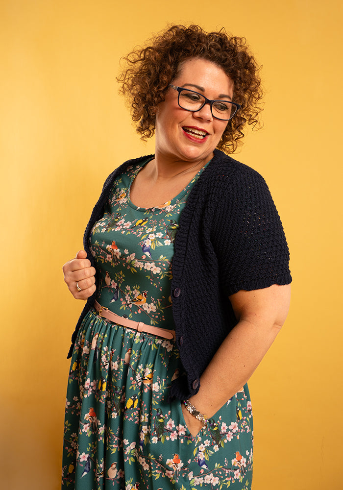 Chana Blossom Bird Print Midi Dress