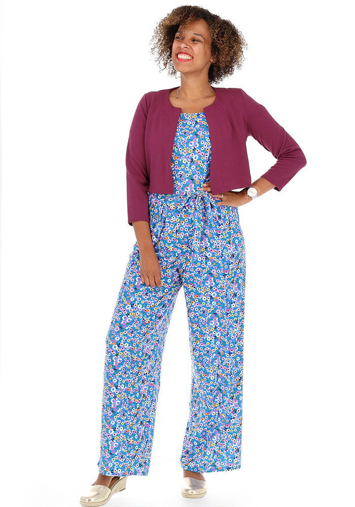 Fourth angle of Charity Ditsy Floral Print Jersey Full Length Jumpsuit