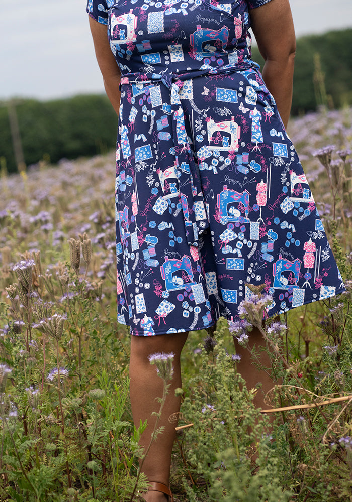 Fifth angle of Charleigh Sewing Bee Print Dress