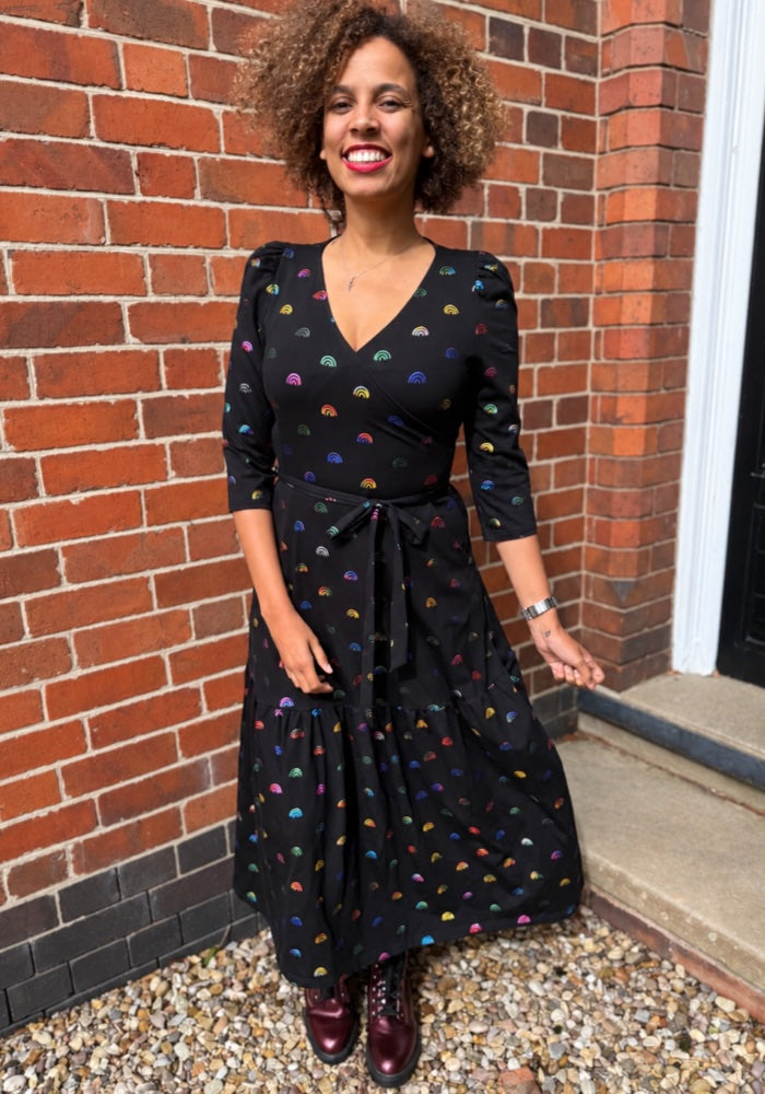 Haven Rainbow Foils Print Cotton Midaxi Dress