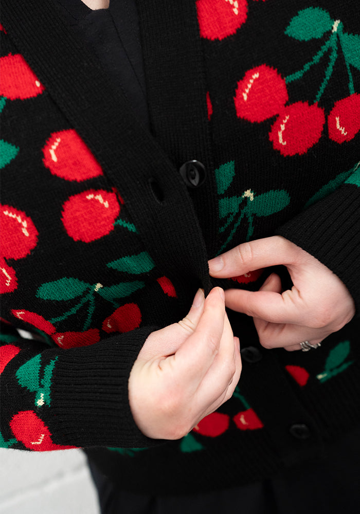 Third angle of Cherry Knit Cardigan