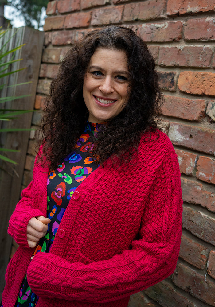 Cherry Moss Stitch Cardigan