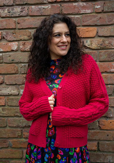 Cherry Moss Stitch Cardigan