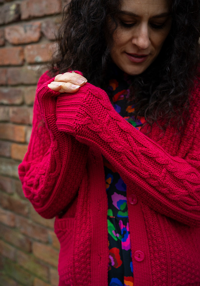 Cherry Moss Stitch Cardigan