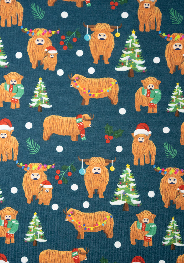 Chestnut Christmas Cows Print Midi Dress