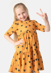 Children's Bee Print Dress (Nectar)