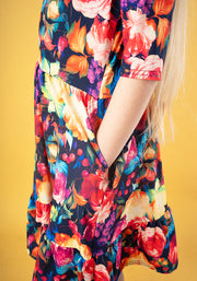 Children's Bright Blurred Floral Print Dress (Jules)