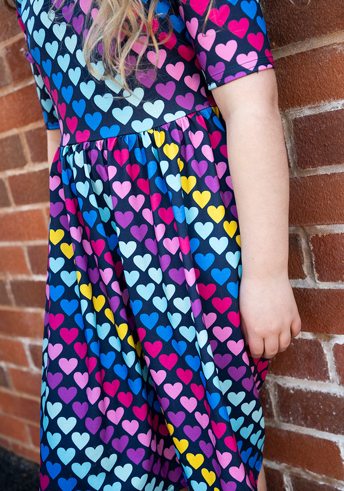 Children's Bright Heart Conversational Print Dress (Cade)