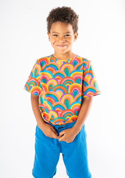 Children's Colourful Rainbow Print Cotton T-Shirt (Glenda)
