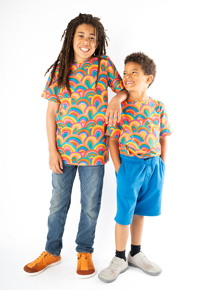 Children's Colourful Rainbow Print Cotton T-Shirt (Glenda)