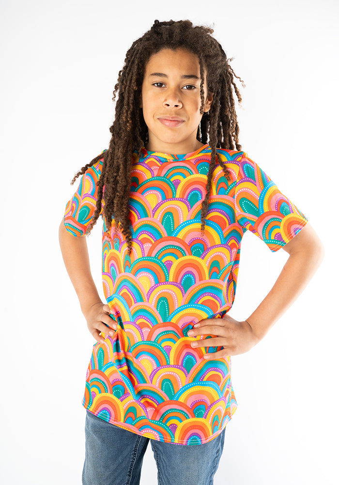 Children's Colourful Rainbow Print Cotton T-Shirt (Glenda)