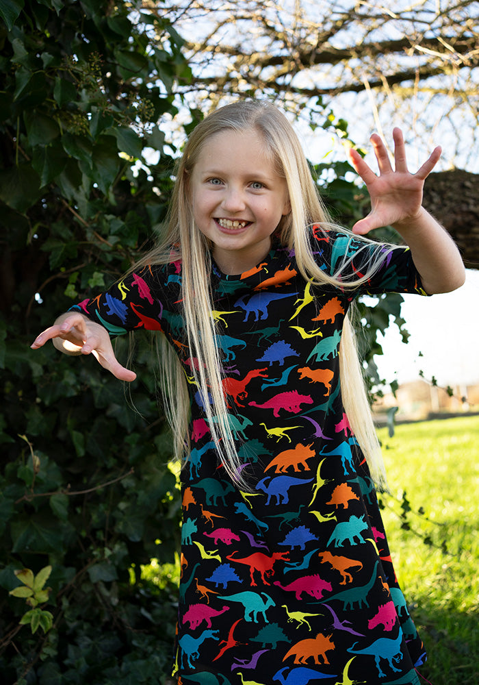 Children's Dinosaur Print Cotton Dress (Adelphi)