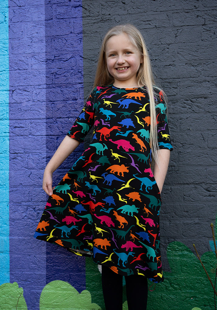 Children's Dinosaur Print Cotton Dress (Adelphi)