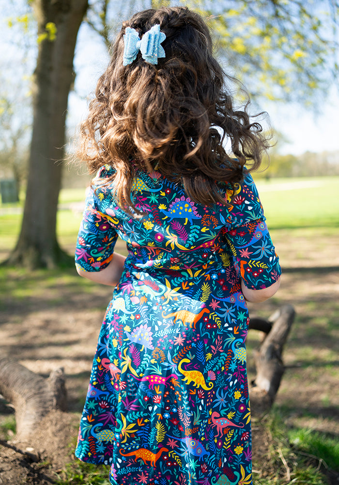 Children's Dinosaur Print Cotton Dress (Dorea)