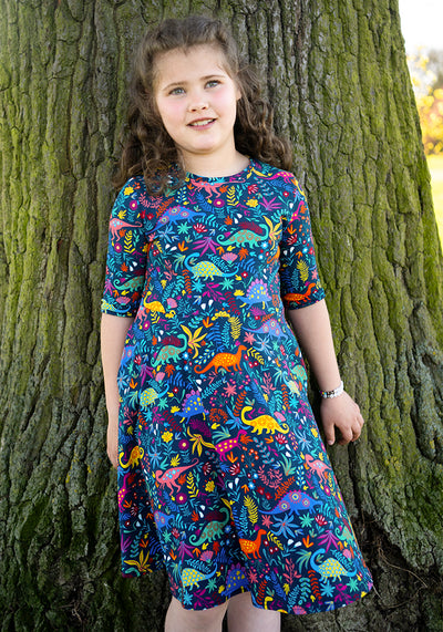 Children's Dinosaur Print Cotton Dress (Dorea)
