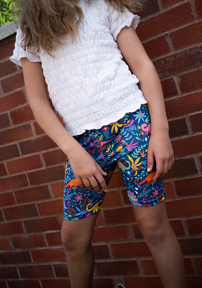 Third angle of Children’s Dinosaur Print Cycling Shorts