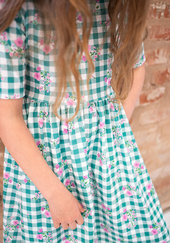 Children's Ditsy Check Print Dress (Margery)
