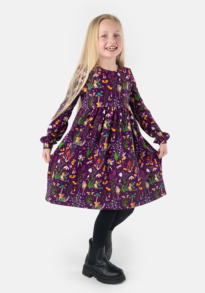 Children's Fairy Garden Print Cotton Dress (Fauna)