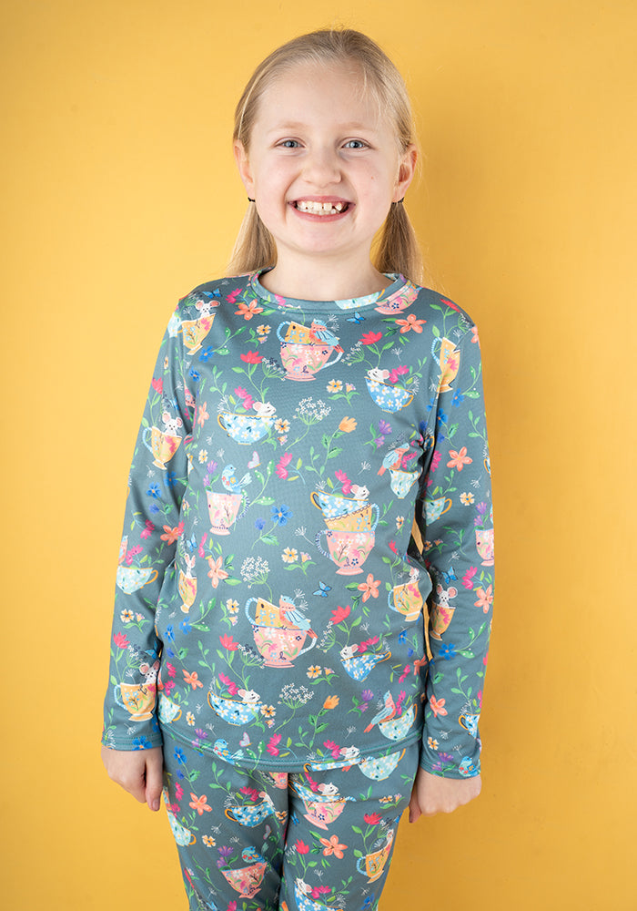 Children's Floral Tea Cup Print Pyjama Set (Bonnie)