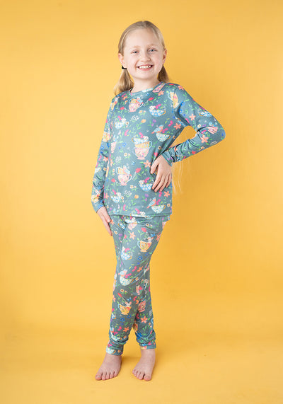 Children's Floral Tea Cup Print Pyjama Set (Bonnie)