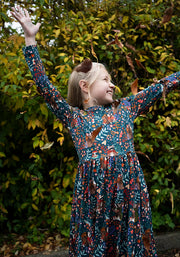Children's Foraging Racoons Print Dress (Huxley)