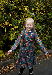 Children's Foraging Racoons Print Dress (Huxley)
