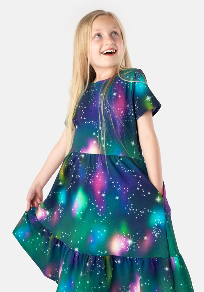 Children's Galaxy Print Cotton Dress (Stelara)