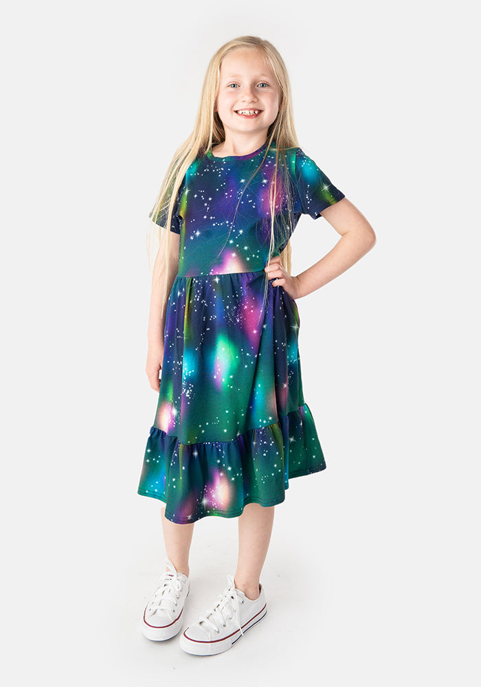 Children's Galaxy Print Cotton Dress (Stelara)