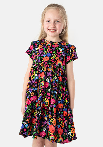 Children's Garden Rainbow Print Cotton Dress (Liv)