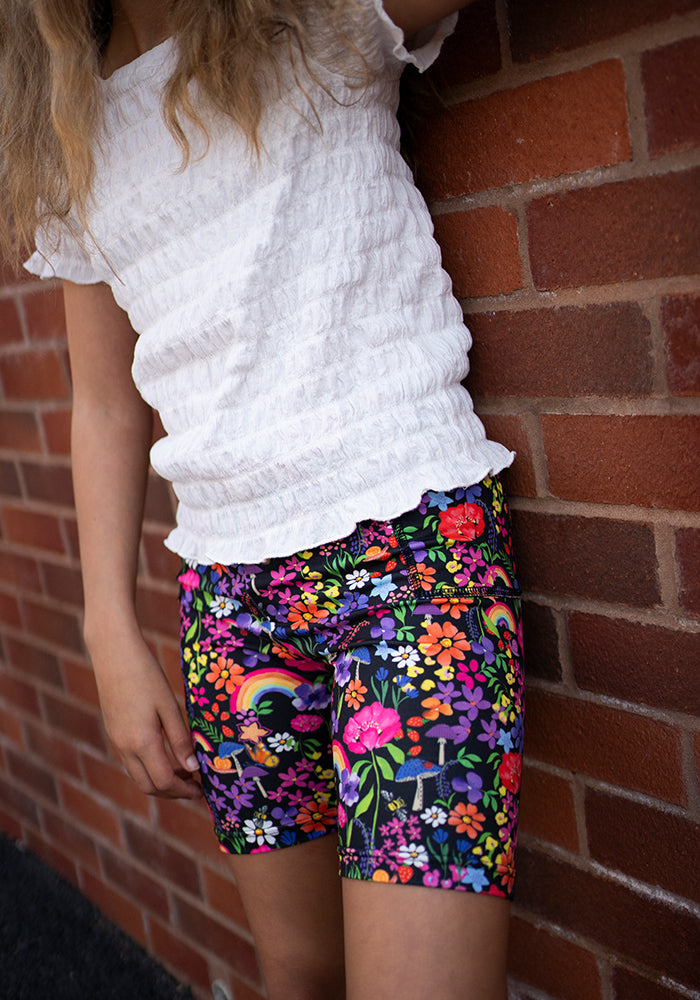 Fourth angle of Children’s Garden Rainbow Print Cycling Shorts