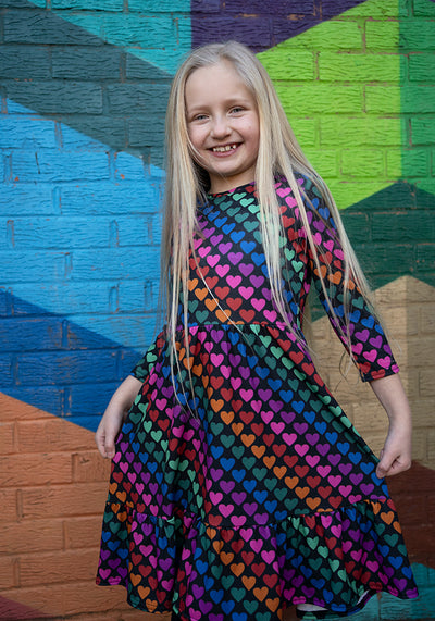 Children's Heart Conversational Print Dress (Romina)