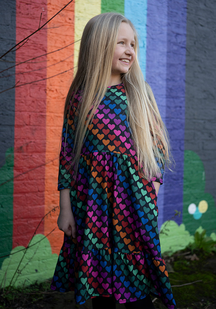 Children's Heart Conversational Print Dress (Romina)