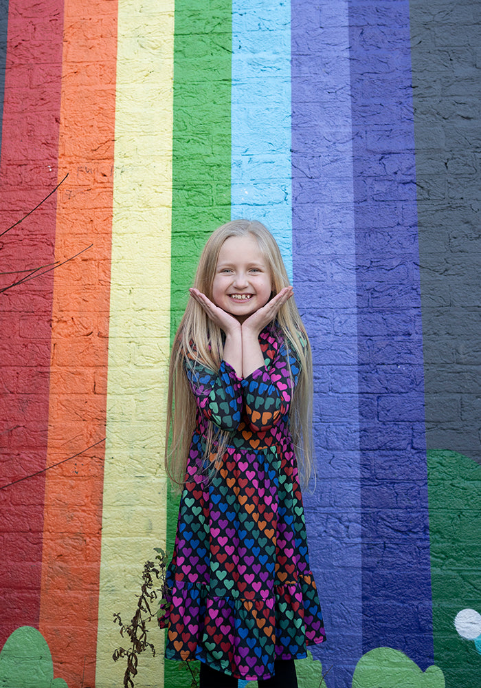 Children's Heart Conversational Print Dress (Romina)
