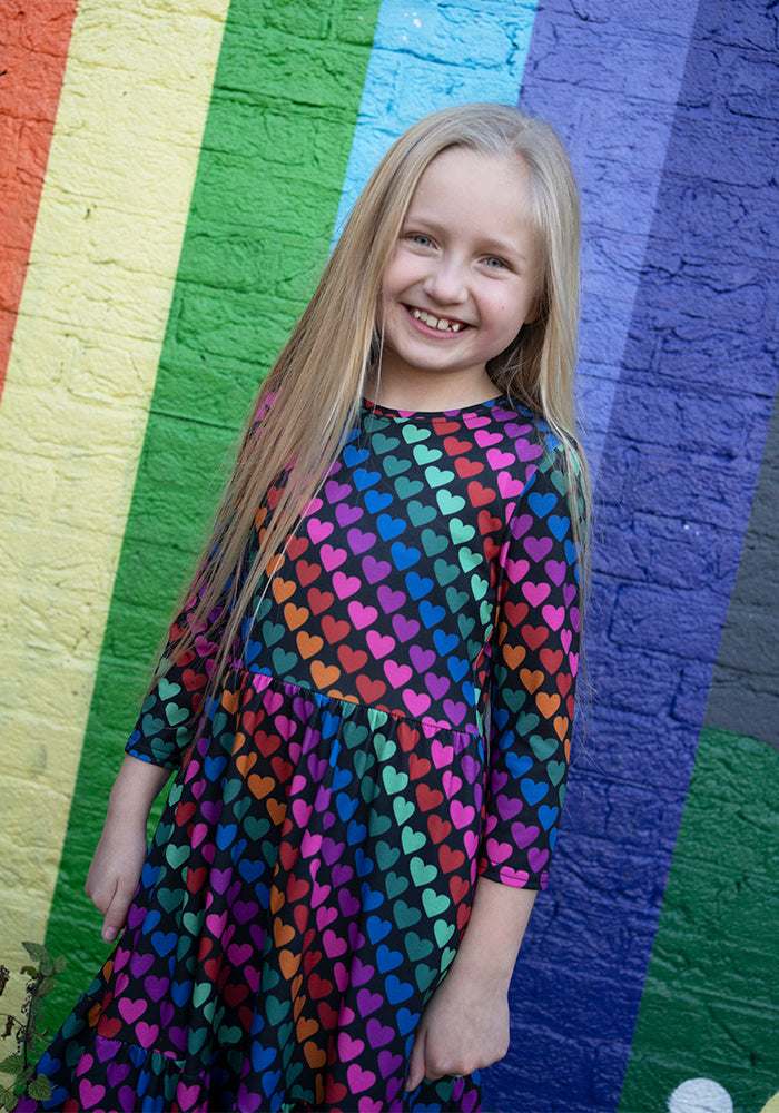 Children's Heart Conversational Print Dress (Romina)