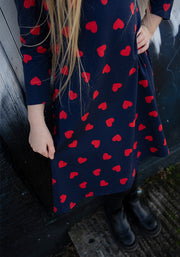 Children's Heart Print Cotton Dress (Rubin)