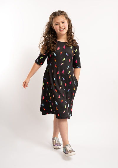 Children's Lightning Bolt Print Dress (Ardin)