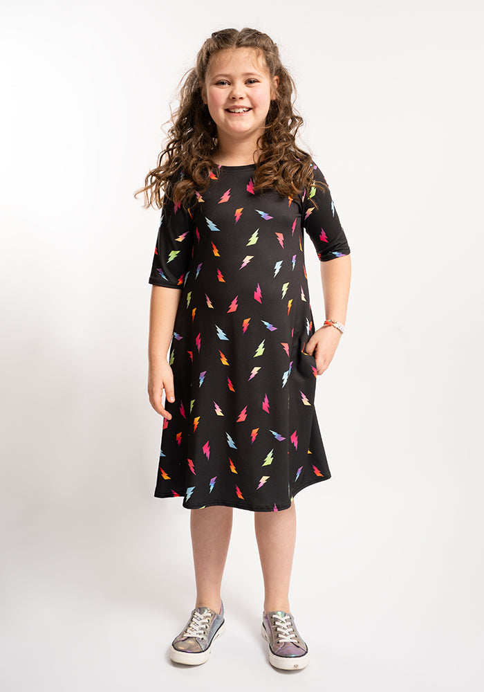 Children's Lightning Bolt Print Dress (Ardin)