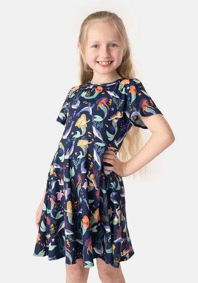Children's Mermaids Print Dress (Alia)