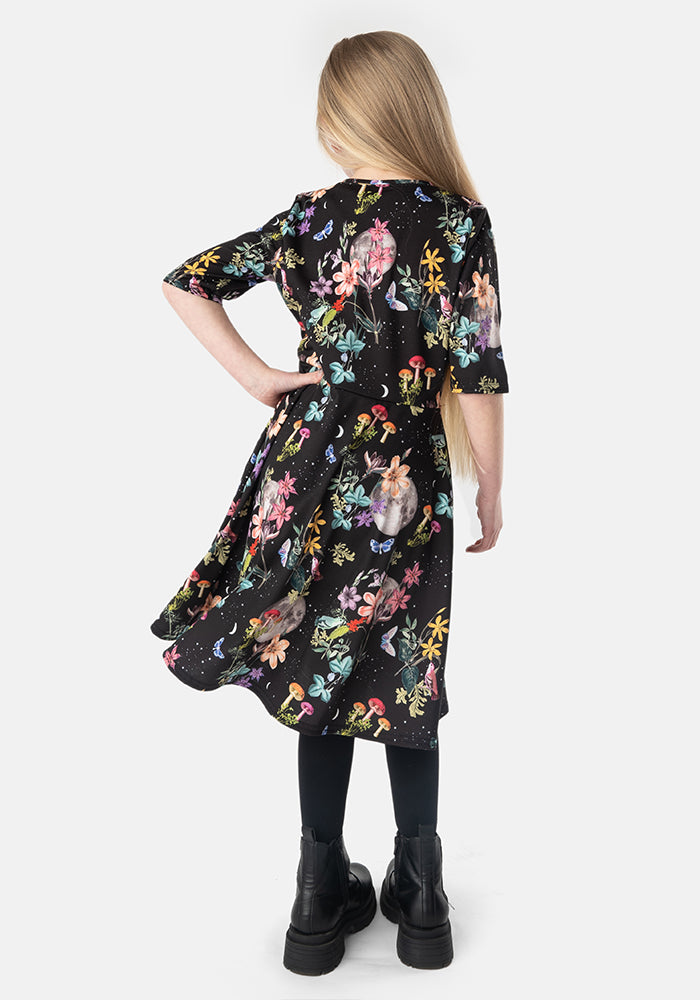 Children's Midnight Botanical Print Dress (Vespa)