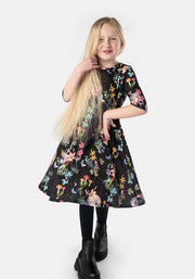 Children's Midnight Botanical Print Dress (Vespa)