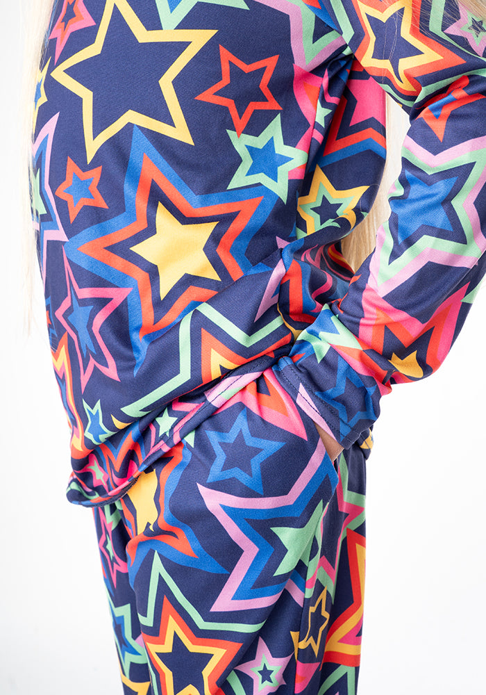 Children's Navy Starburst Print Pyjama Set (Ara)
