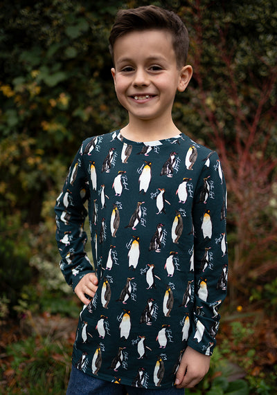 Children's Penguin Print Cotton T-Shirt (Opaline)